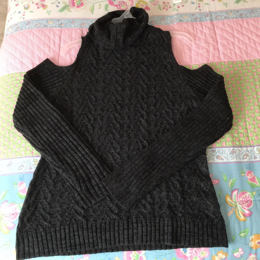 Black Cold Shoulder Sweater
